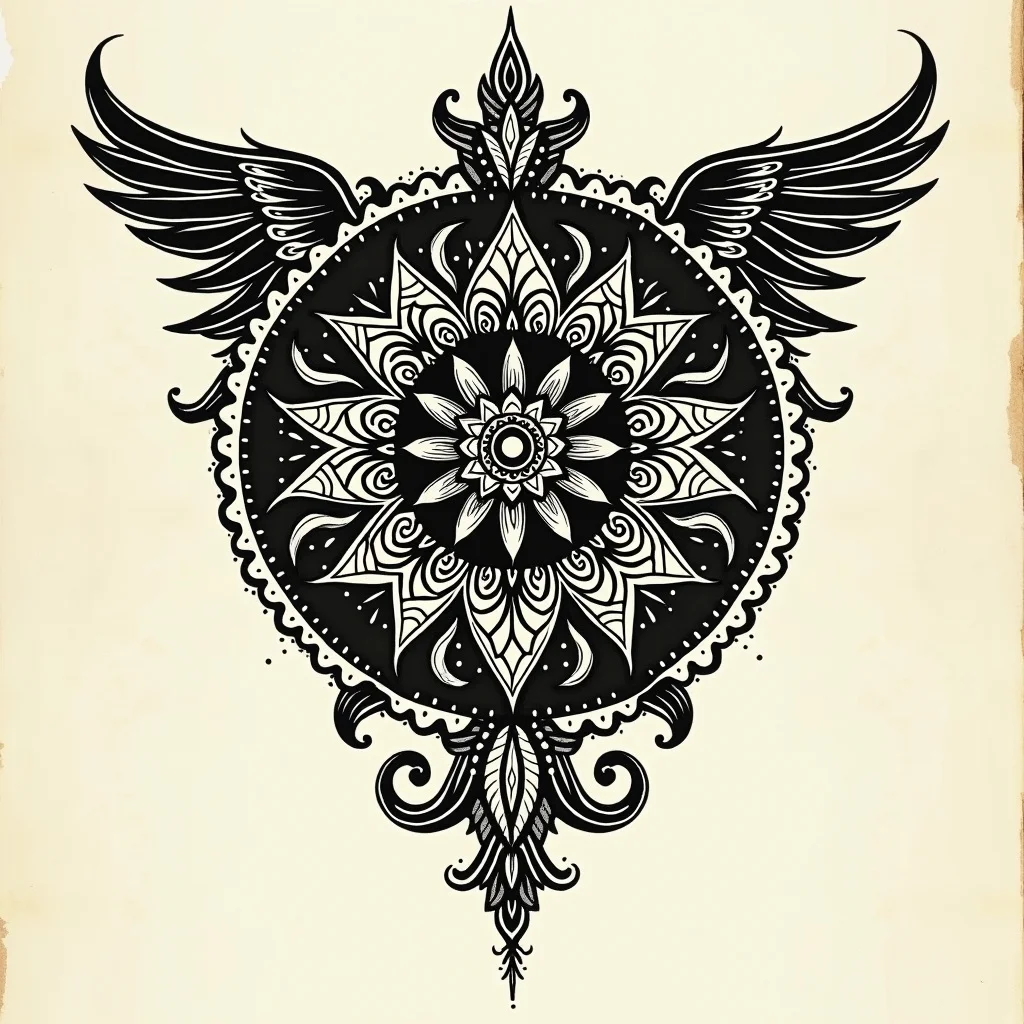 Blackwork Tattoo Design: Hand-drawn tattoo flash design | TattooVault