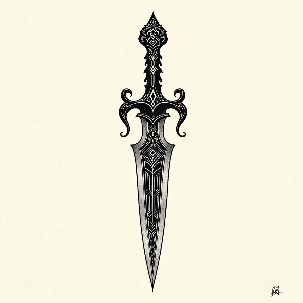 Blackwork Tattoo Design: Hand-drawn tattoo flash design | TattooVault