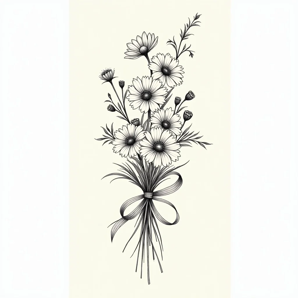 Fineline Tattoo Design: Hand-drawn tattoo flash design | TattooVault
