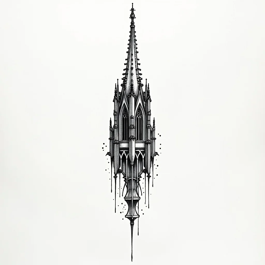 Fineline Tattoo Design: A structural, isometric drafti | TattooVault