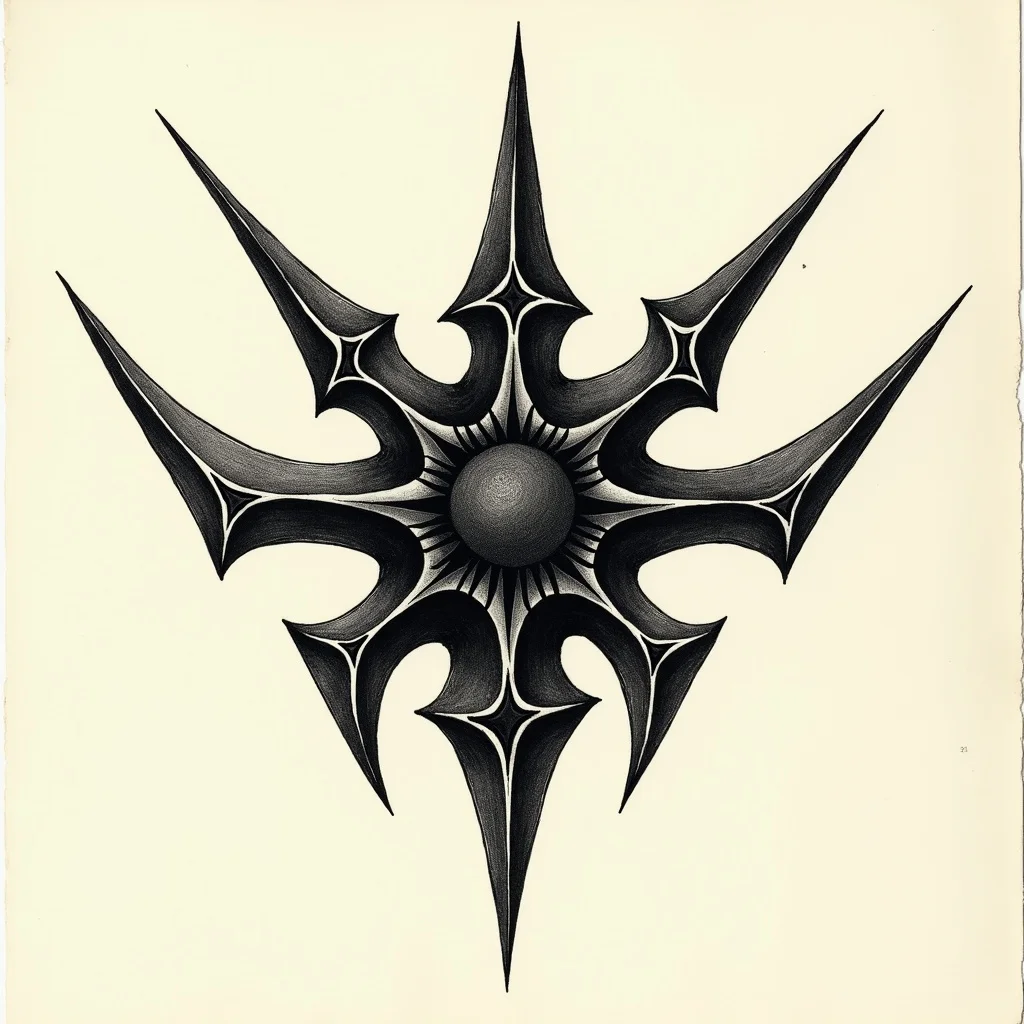 Tribal Hand Drawn Flash Bold 90s Tattoo Design | TattooVault