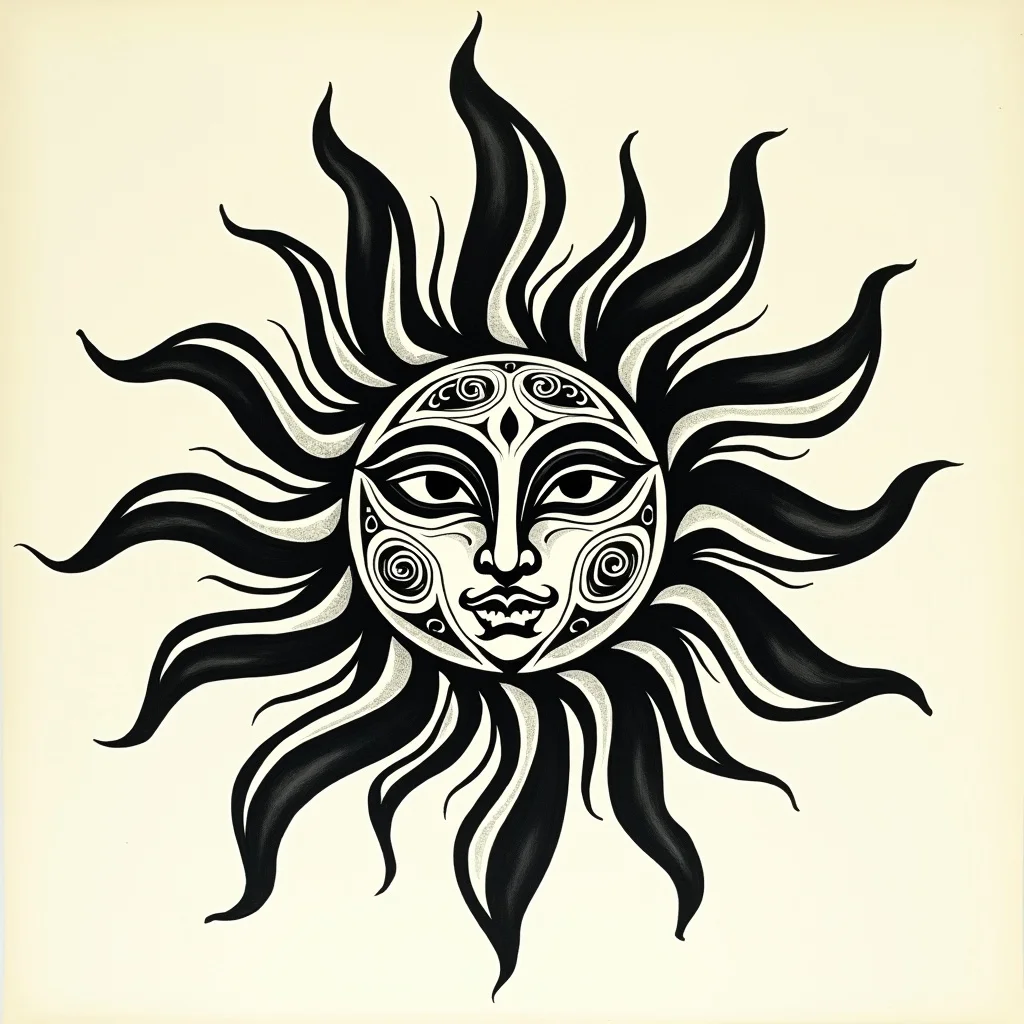 Tribal Tattoo Design: A classic 90s tribal sun with  | TattooVault
