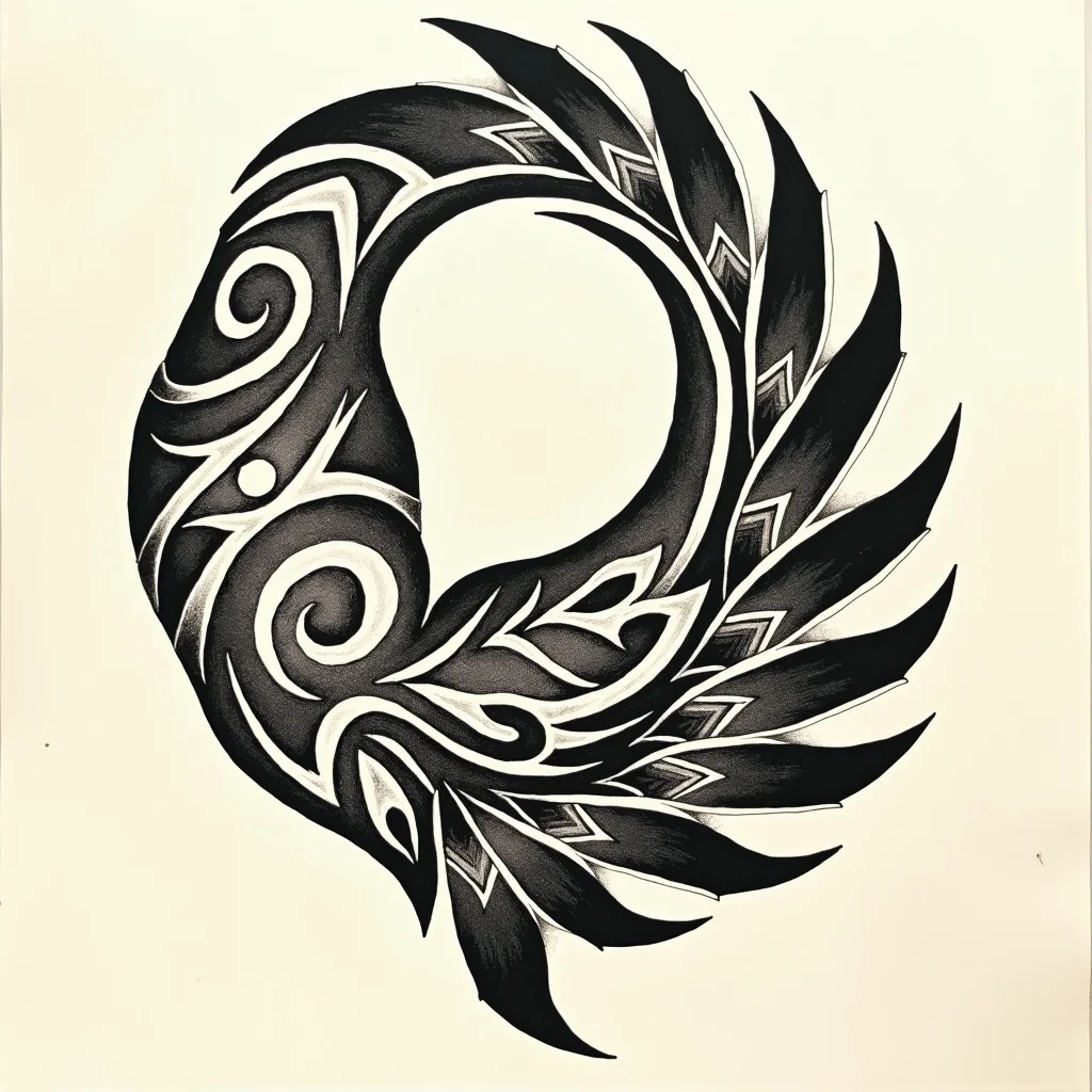 Tribal Hand Drawn Flash Bold Polynesian Tattoo Design | TattooVault