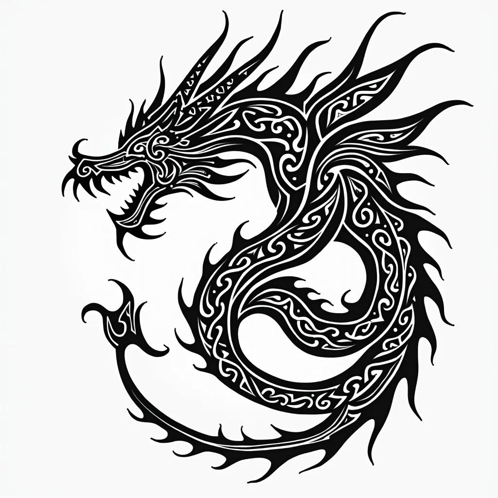 Tribal Tattoo Design: A fierce dragon shape created | TattooVault