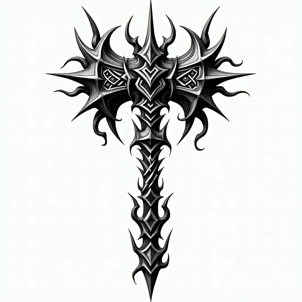 Tribal Hand Drawn Flash Massive War Tattoo Design | TattooVault